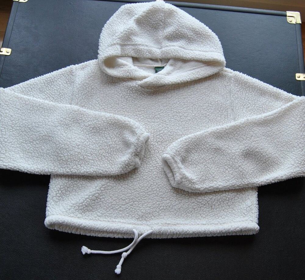 Wild Fable Fluffy White Crop Top Hoodie w/ Adjustable Bottom X-Small